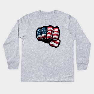 American Flag Fist Kids Long Sleeve T-Shirt